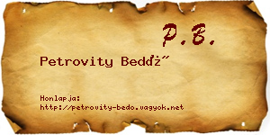 Petrovity Bedő névjegykártya